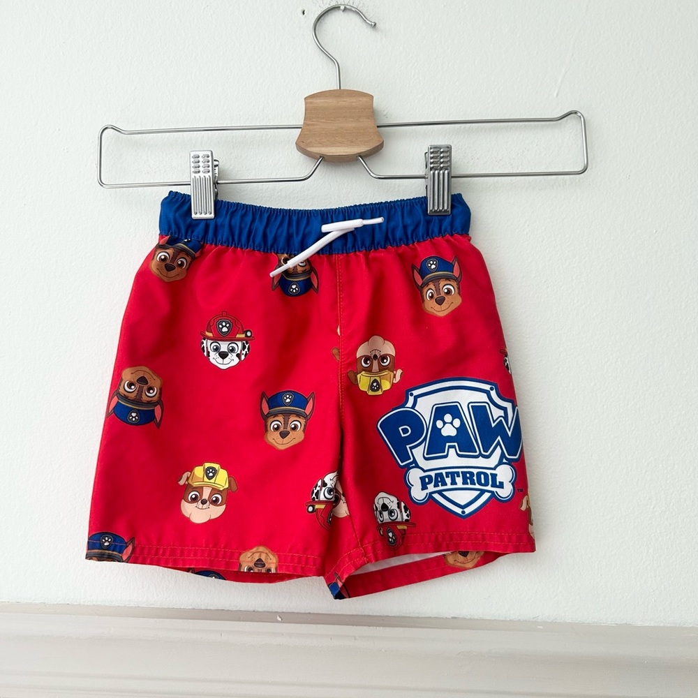 Paw Patrol Boys 2T Red and Blue Graphic Kids Swim Trunks